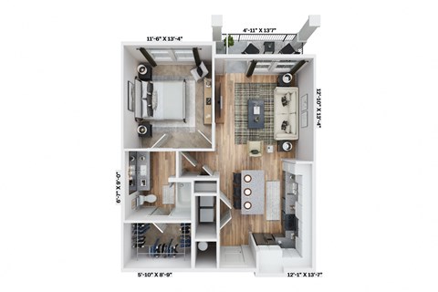 a stylized floor plan of a 2100 sq ft apartment